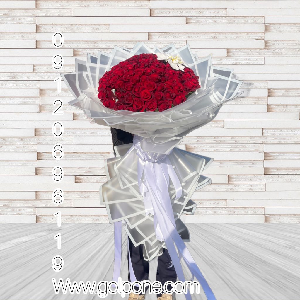 دسته گل 100 شاخه رز هلندی و ارکیده